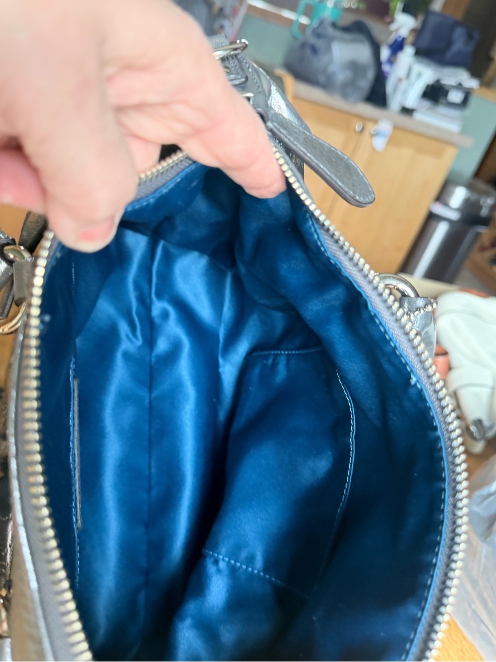 Coach Metallic Silver Perforated Sateen Satchel, LIMITED EDITION! - Picture 6 of 6
